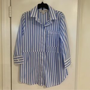 Sara Campbell Women’s Vertical Striped Resort Button Down Top Preppy Sz XSmall
